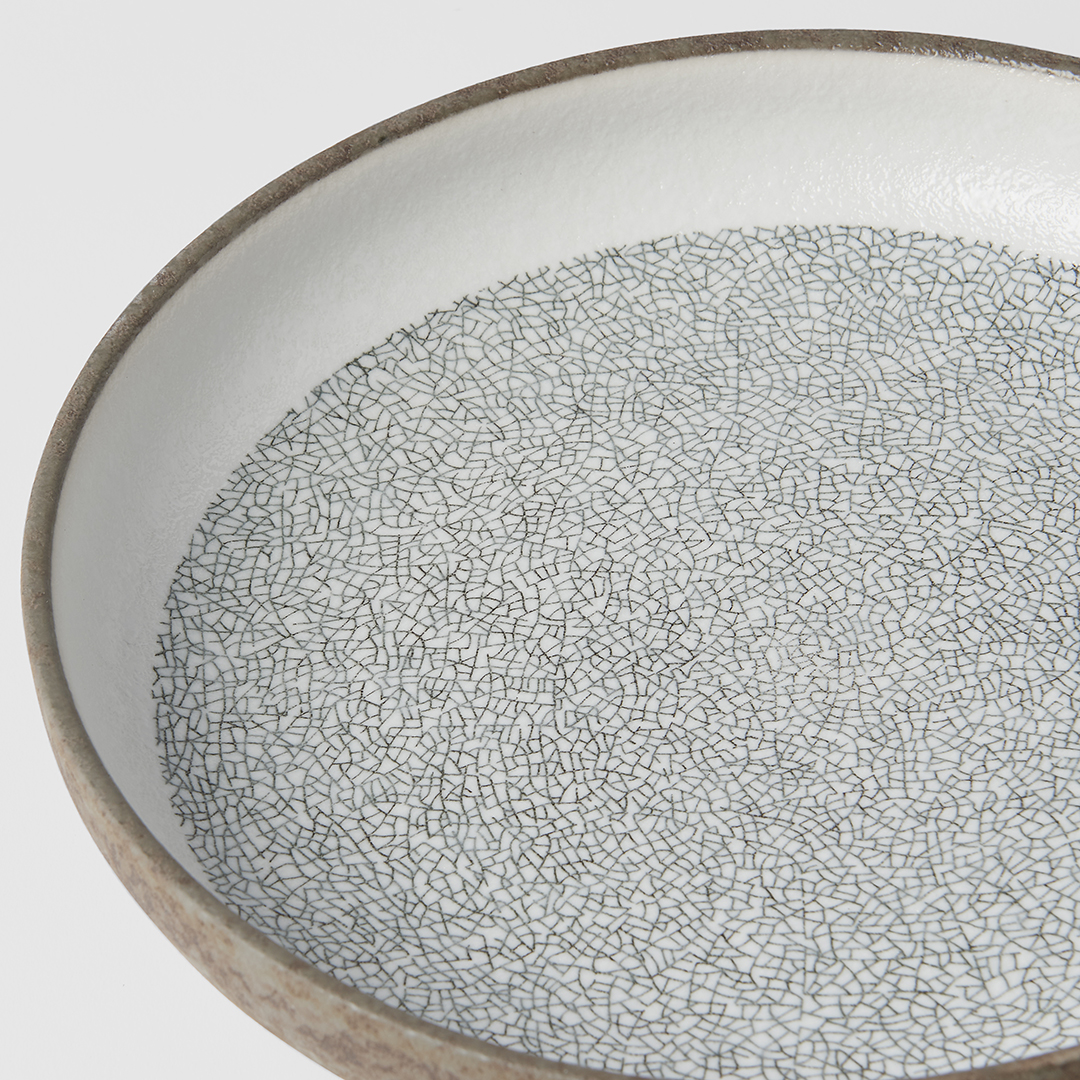Dessertbord CRAZED GREY 22 cm, met hoge rand, MIJ