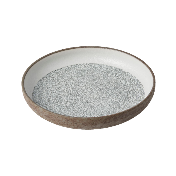 Dessertbord CRAZED GREY 22 cm, met hoge rand, MIJ