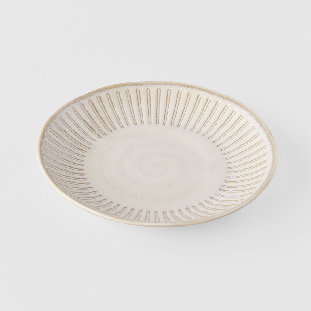 Schoteltje RIDGED ALABASTER 12 cm, creme, keramiek, MIJ
