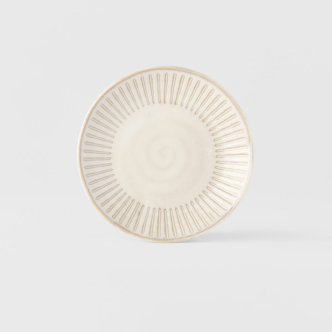 Schoteltje RIDGED ALABASTER 12 cm, creme, keramiek, MIJ