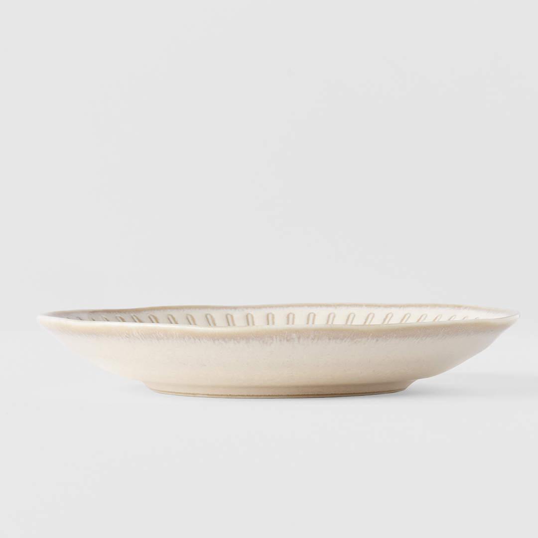 Schoteltje RIDGED ALABASTER 12 cm, creme, keramiek, MIJ