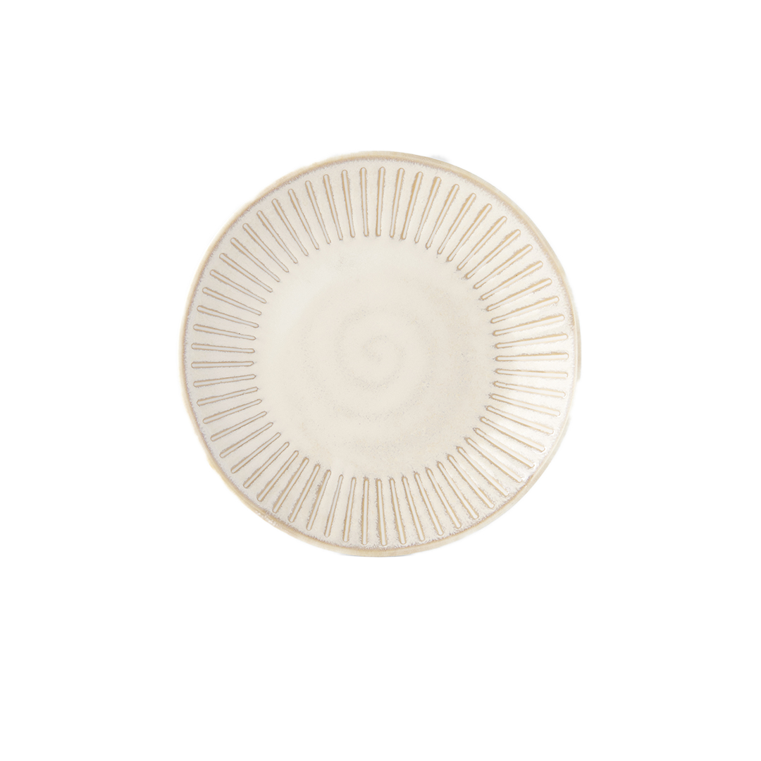 Schoteltje RIDGED ALABASTER 12 cm, creme, keramiek, MIJ
