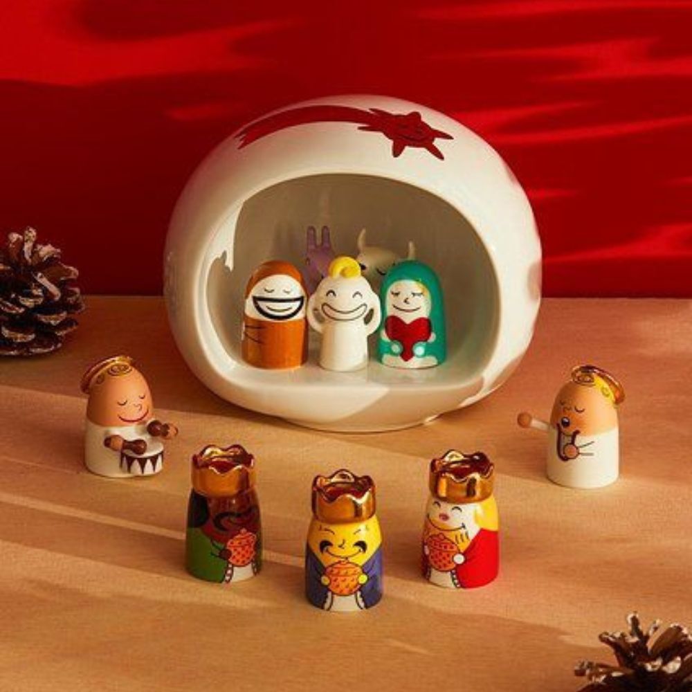 Porseleinen kerststal PRESEPE STAR, 11-delig wit, Alessi 