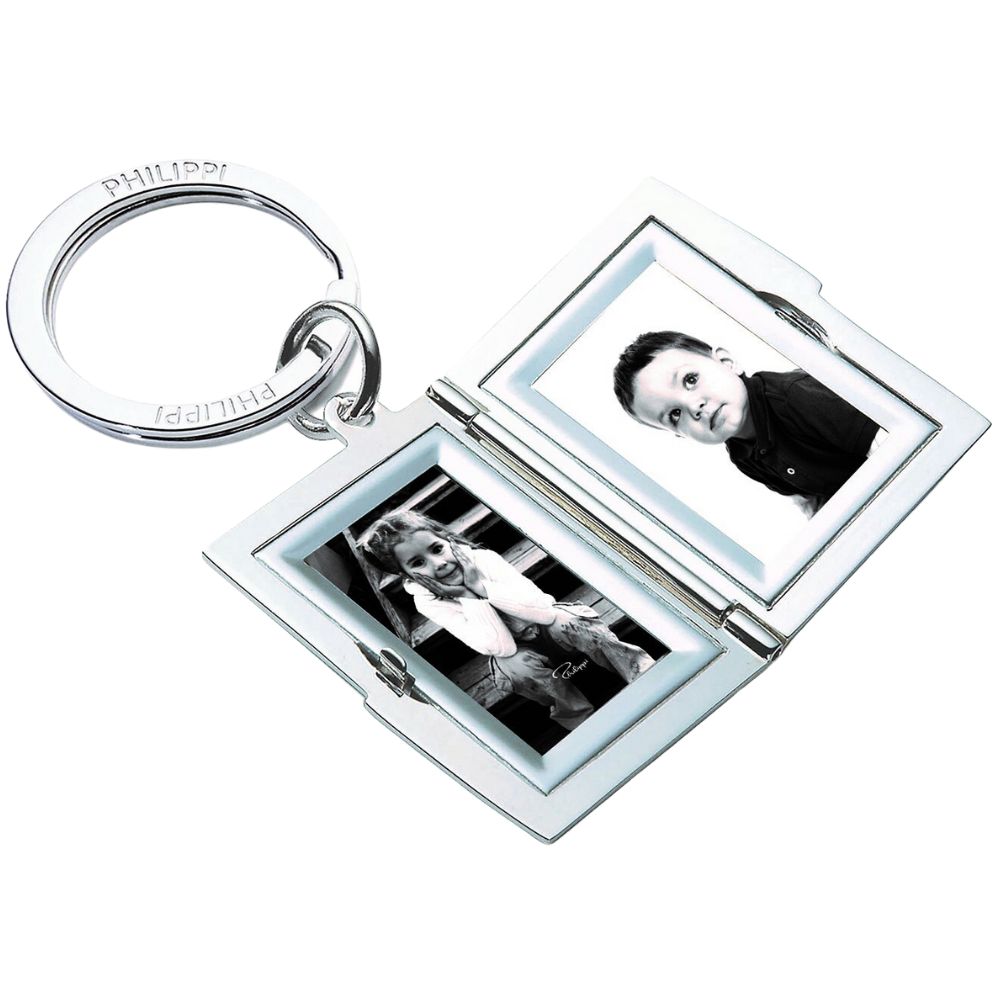 Sleutelhanger met fotomedaillon FRAME 5 cm, zilver, Philippi