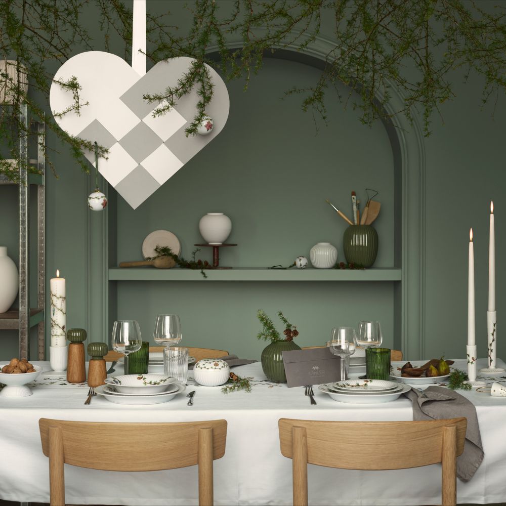 Kerst-tafelkleed HAMMERSHOI 150 x 270 cm, wit, katoen, Kähler