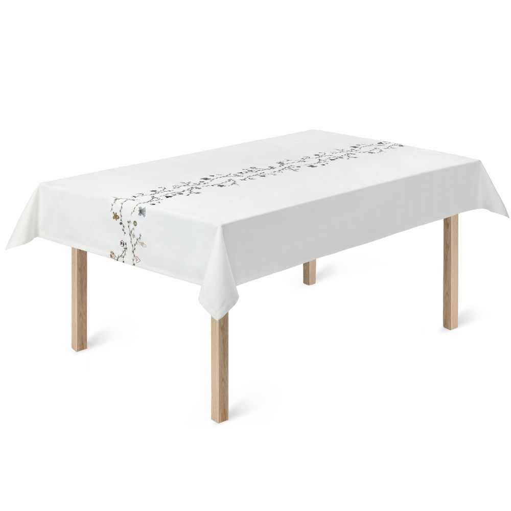 Kerst-tafelkleed HAMMERSHOI 150 x 270 cm, wit, katoen, Kähler