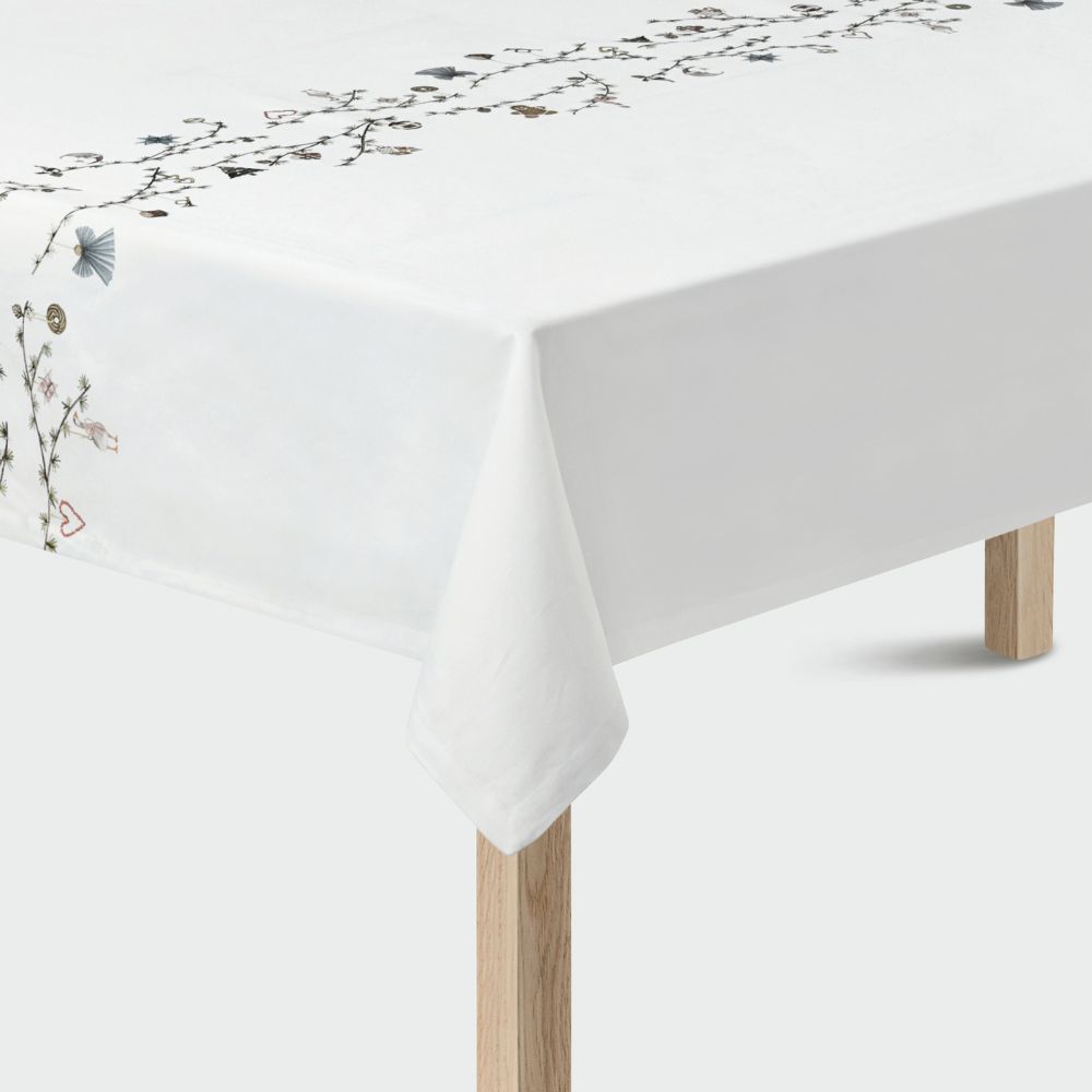 Kerst-tafelkleed HAMMERSHOI 150 x 270 cm, wit, katoen, Kähler
