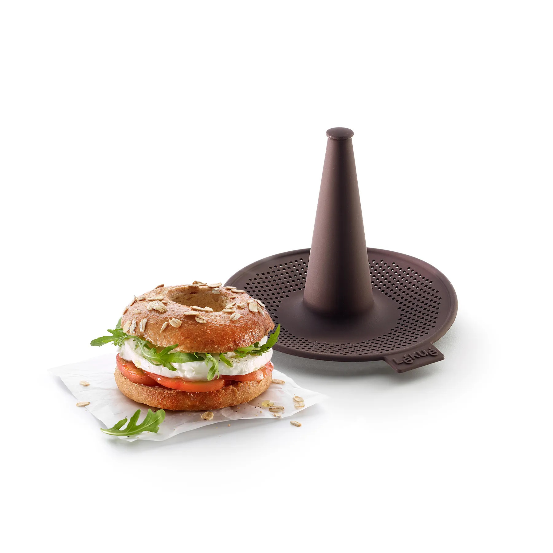 Bagel-bakvorm, set van 6 stuks, bruin, siliconen, Lékué