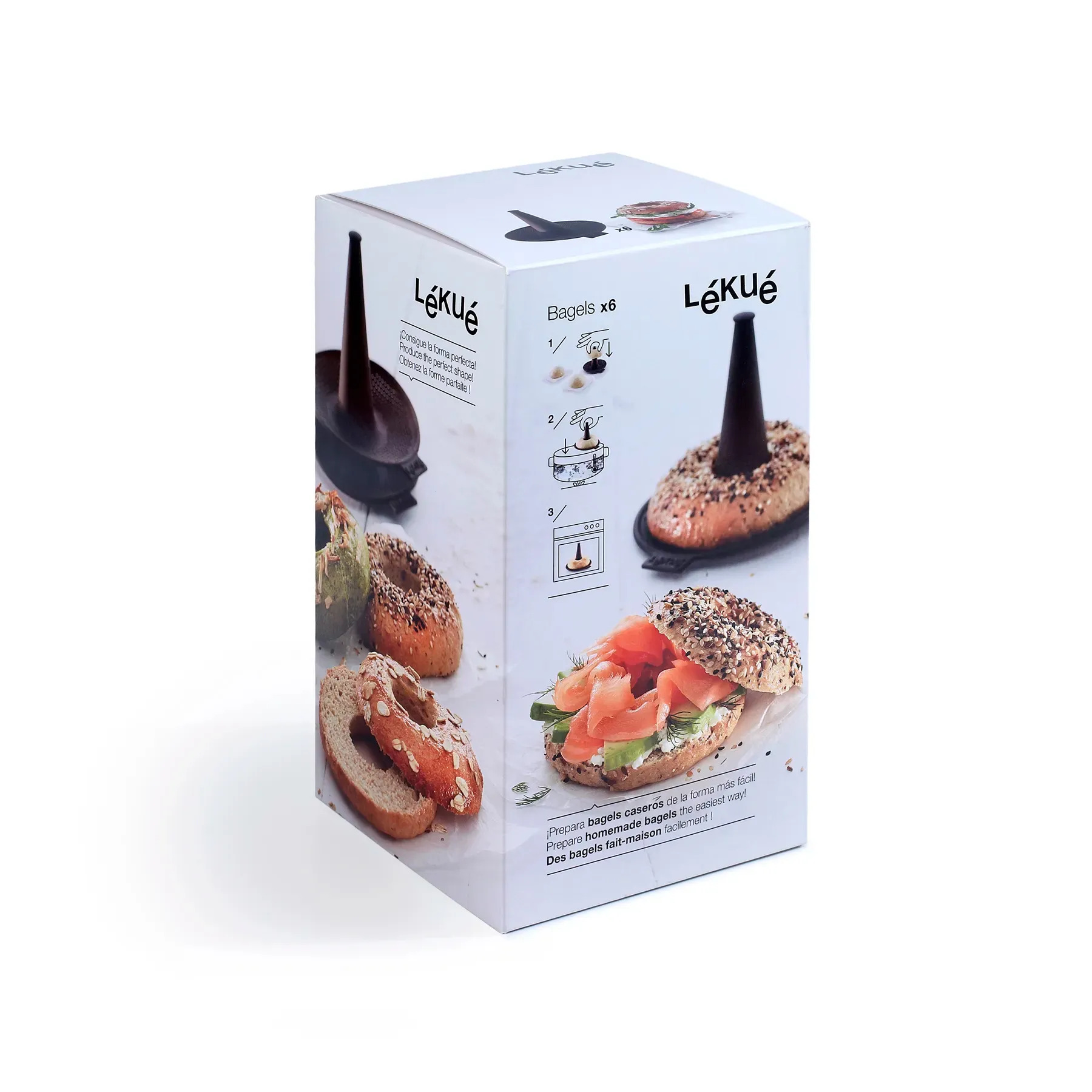 Bagel-bakvorm, set van 6 stuks, bruin, siliconen, Lékué