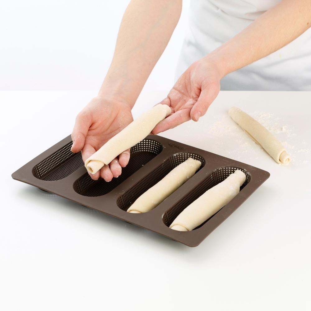 Baguette bakvorm, siliconen, bruin, Lékué
