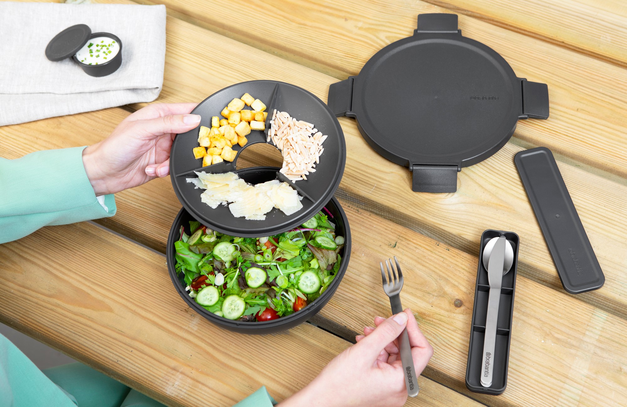 Bestekset met houder MAKE & TAKE, 3-delig, donkergrijs, Brabantia
