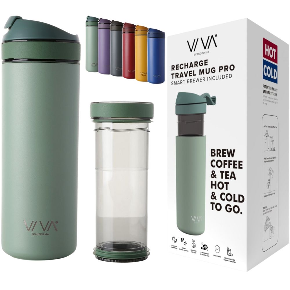 Reisbeker RECHARGE ANYTIME 460 ml, met thee-infuser, groen, Viva Scandinavia