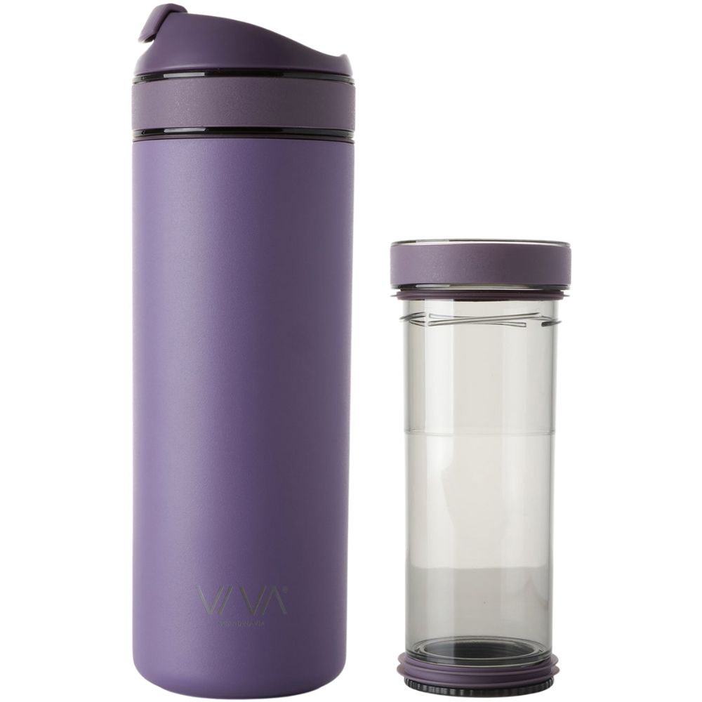 Reisbeker RECHARGE ANYTIME 460 ml, met thee-infuser, druifkleurig, Viva Scandinavia