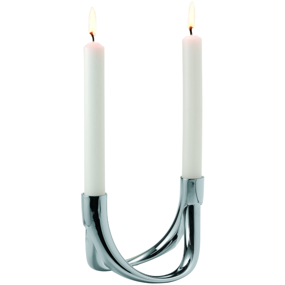 Kandelaar BOW 8 cm, voor 2 kaarsen, zilver, Philippi