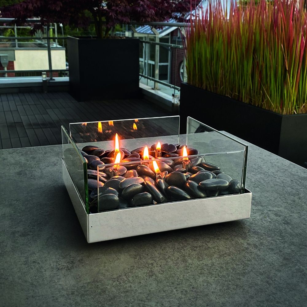 Olielamp FIREPLACE 23 cm, zilver, Philippi