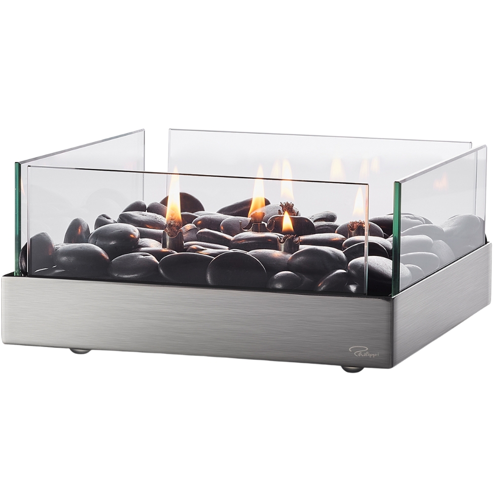Olielamp FIREPLACE 23 cm, zilver, Philippi
