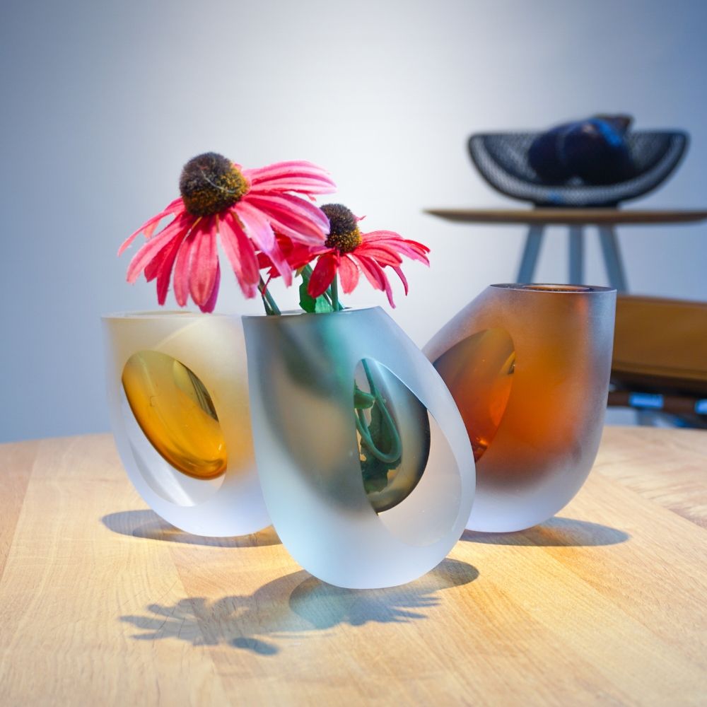 Vaas OCHIO 12 cm, rookkleurig, glas, Philippi