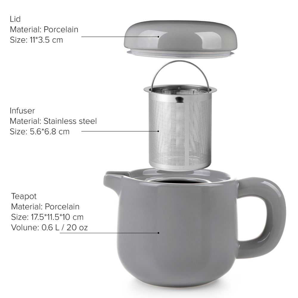 Theepot ISABELLA 600 ml, grijs, Viva Scandinavia