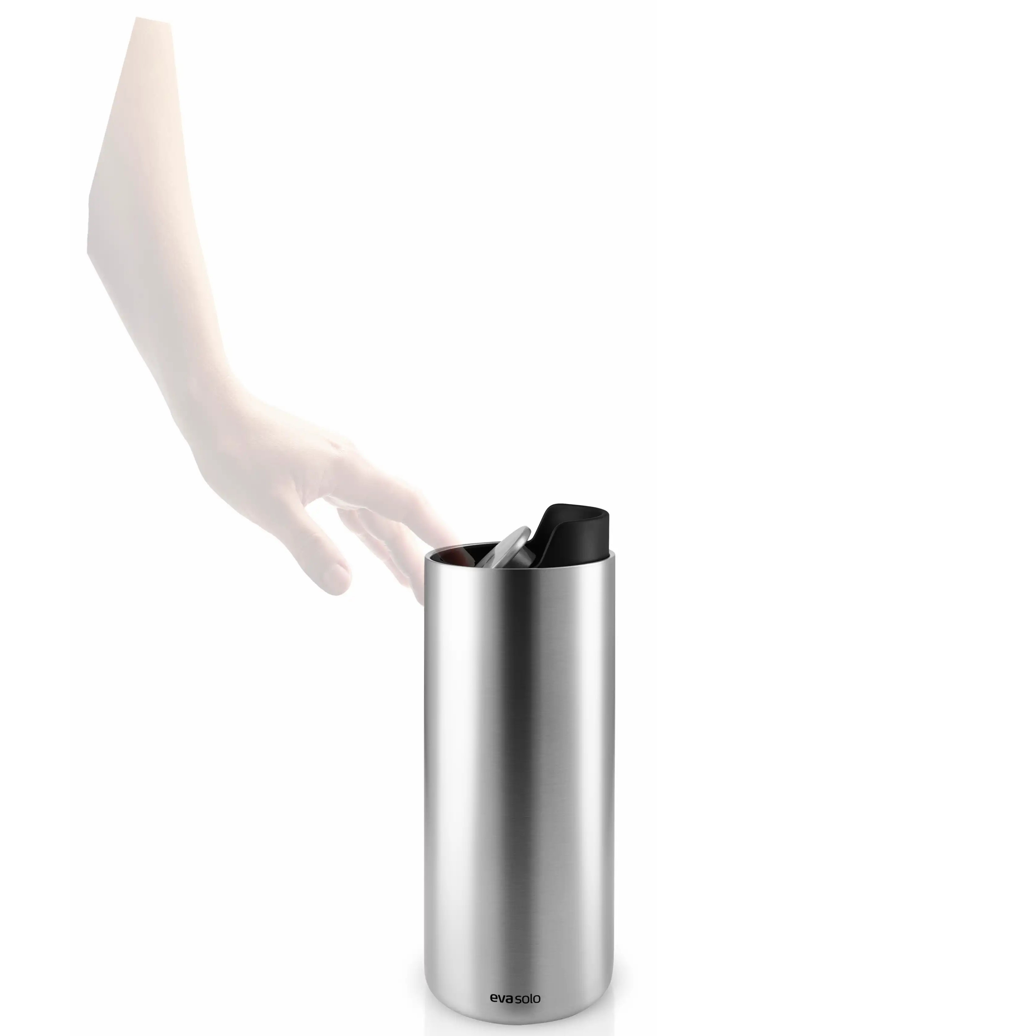 Reisbeker URBAN TO GO 350 ml, zwarte deksel, roestvrij staal, Eva Solo