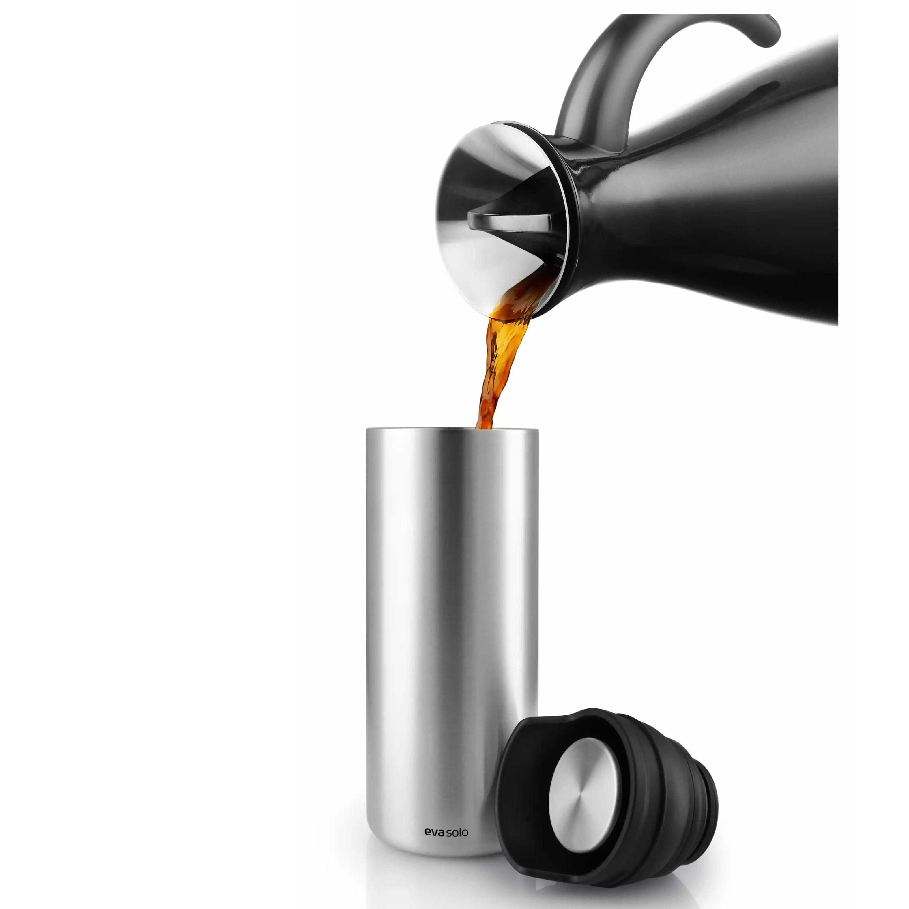 Reisbeker URBAN TO GO 350 ml, zwarte deksel, roestvrij staal, Eva Solo