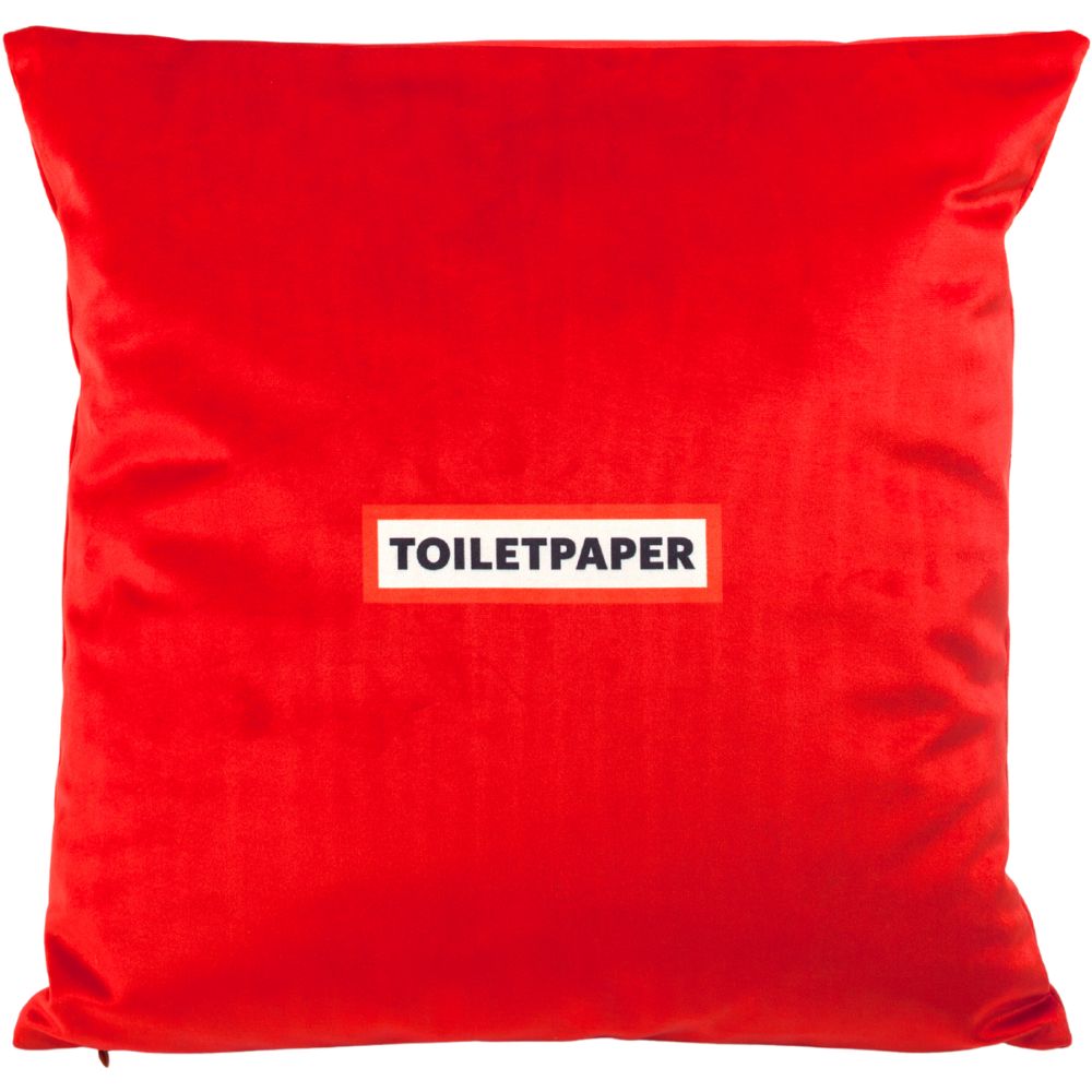 Kussentje TOILETPAPER REVOLVER 50 x 50 cm, rood, Seletti