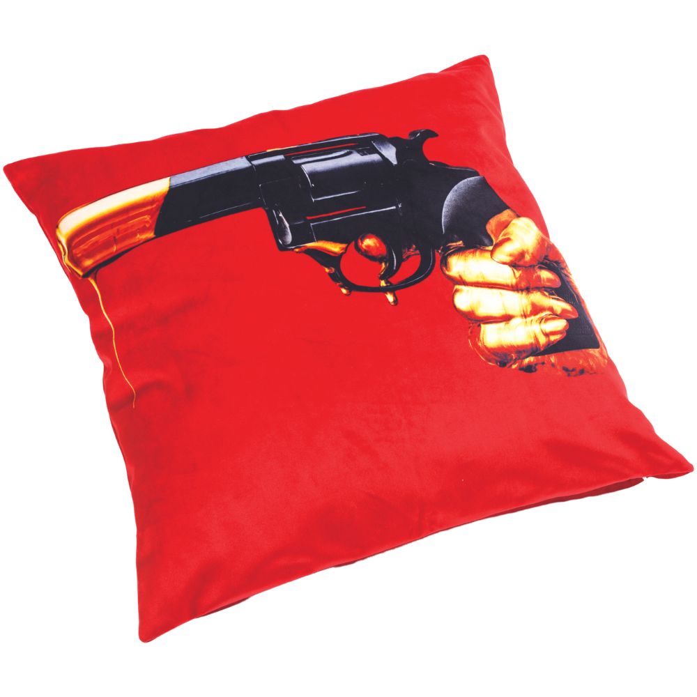 Kussentje TOILETPAPER REVOLVER 50 x 50 cm, rood, Seletti