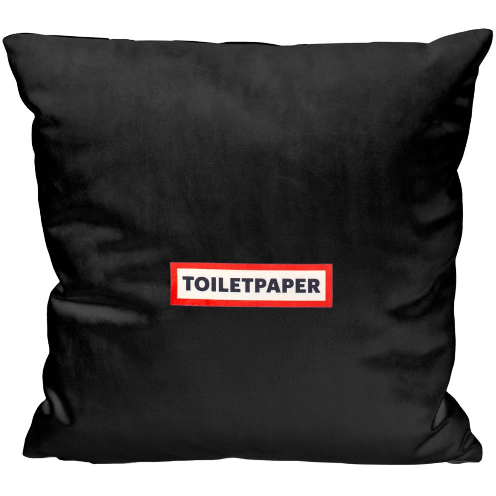 Kussentje TOILETPAPER LIPSTICKS 50 x 50 cm, zwart, Seletti