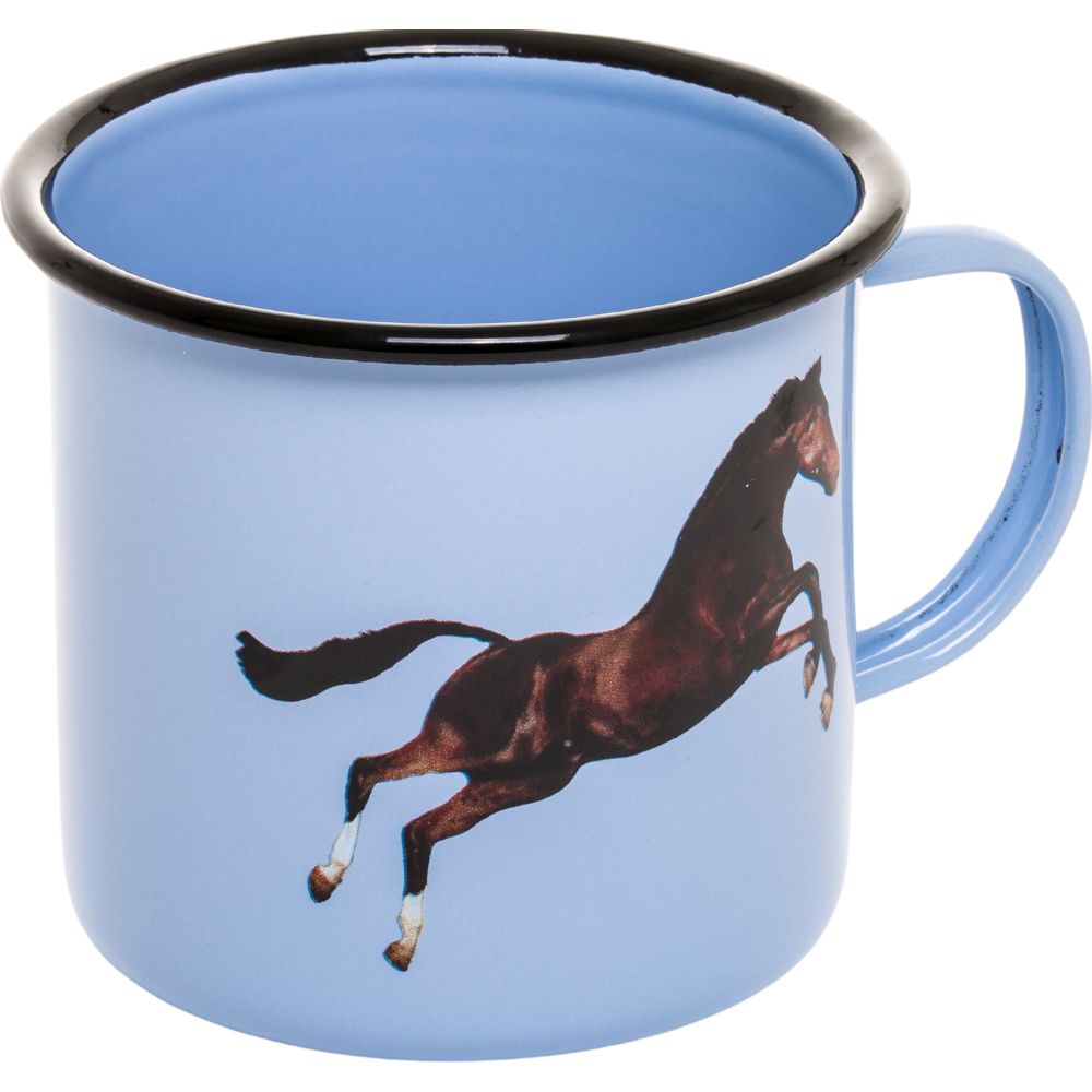 Mok TOILETPAPER HORSE 10 cm, blauw, emaille, Seletti