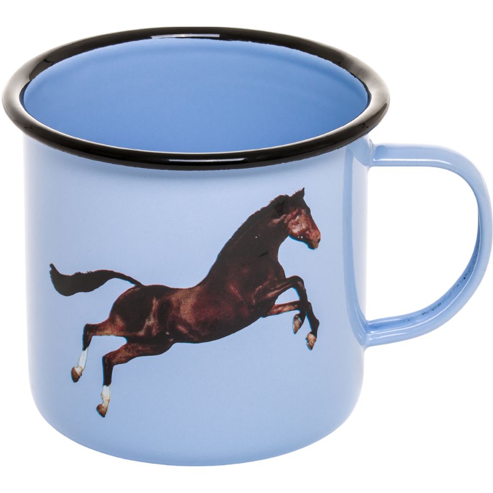 Mok TOILETPAPER HORSE 10 cm, blauw, emaille, Seletti