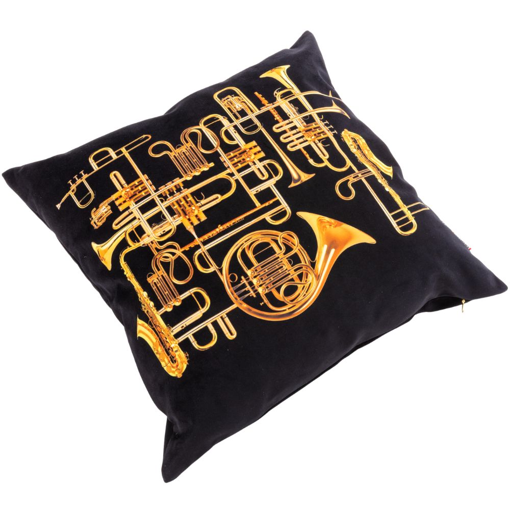 Kussentje TOILETPAPER TRUMPETS 50 x 50 cm, zwart, Seletti
