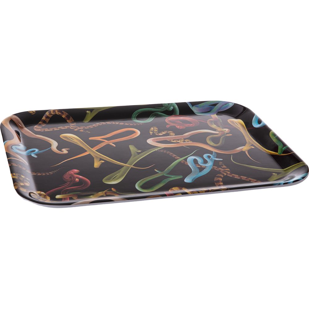 Dienblad TOILETPAPER SNAKES 32 x 43,5 cm, zwart, Seletti