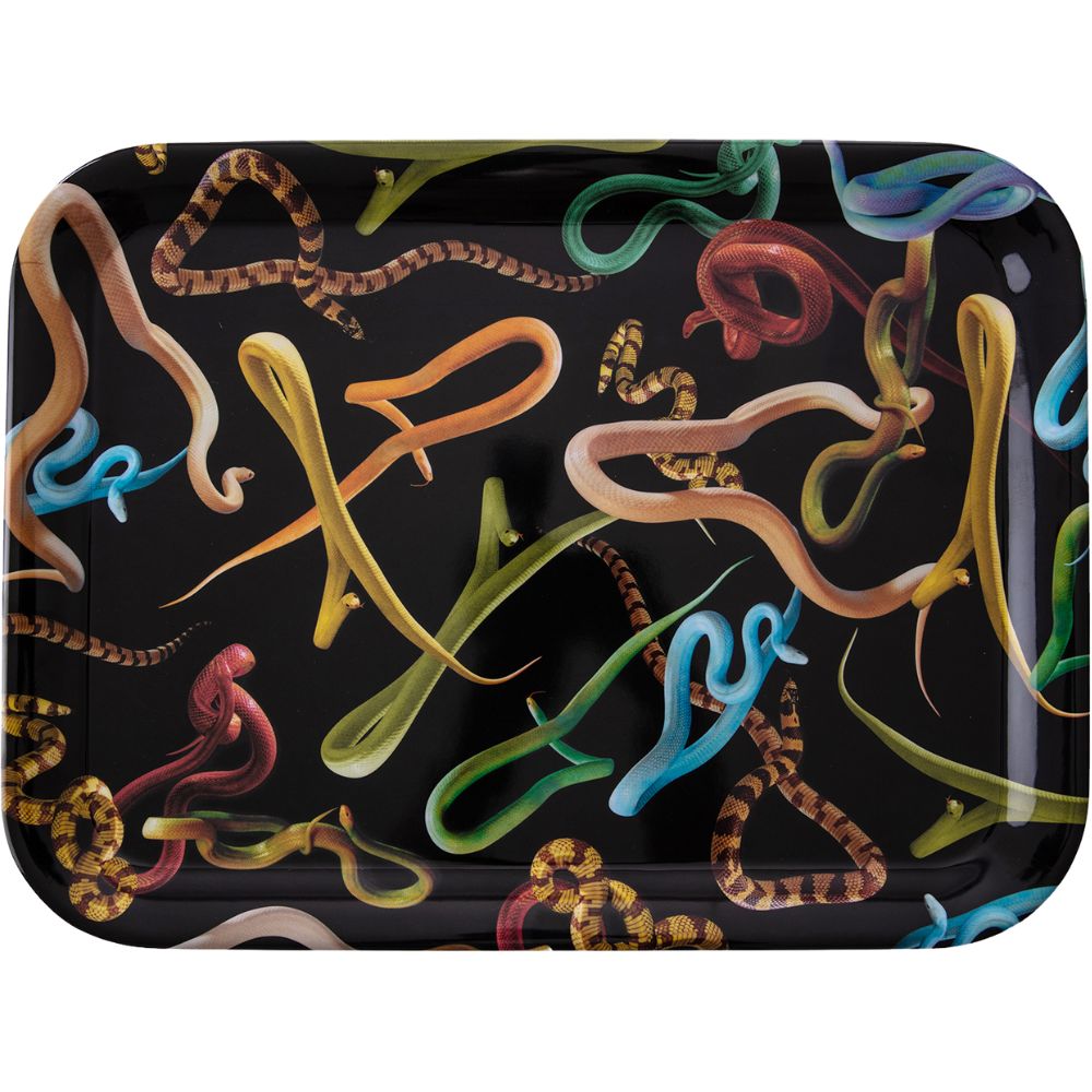 Dienblad TOILETPAPER SNAKES 32 x 43,5 cm, zwart, Seletti