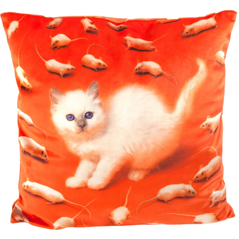 Kussentje TOILETPAPER KITTEN 50 x 50 cm, rood, Seletti