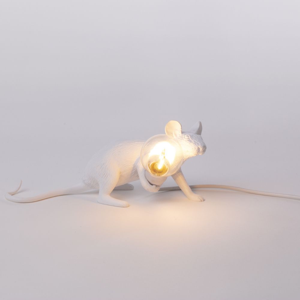 Tafellamp MOUSE LIE DOWN 8 cm, USB-aansluiting, wit, Seletti