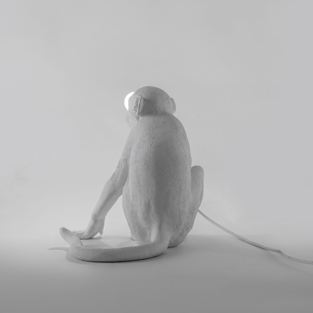 Tafellamp MONKEY SITTING 32 cm, wit, Seletti