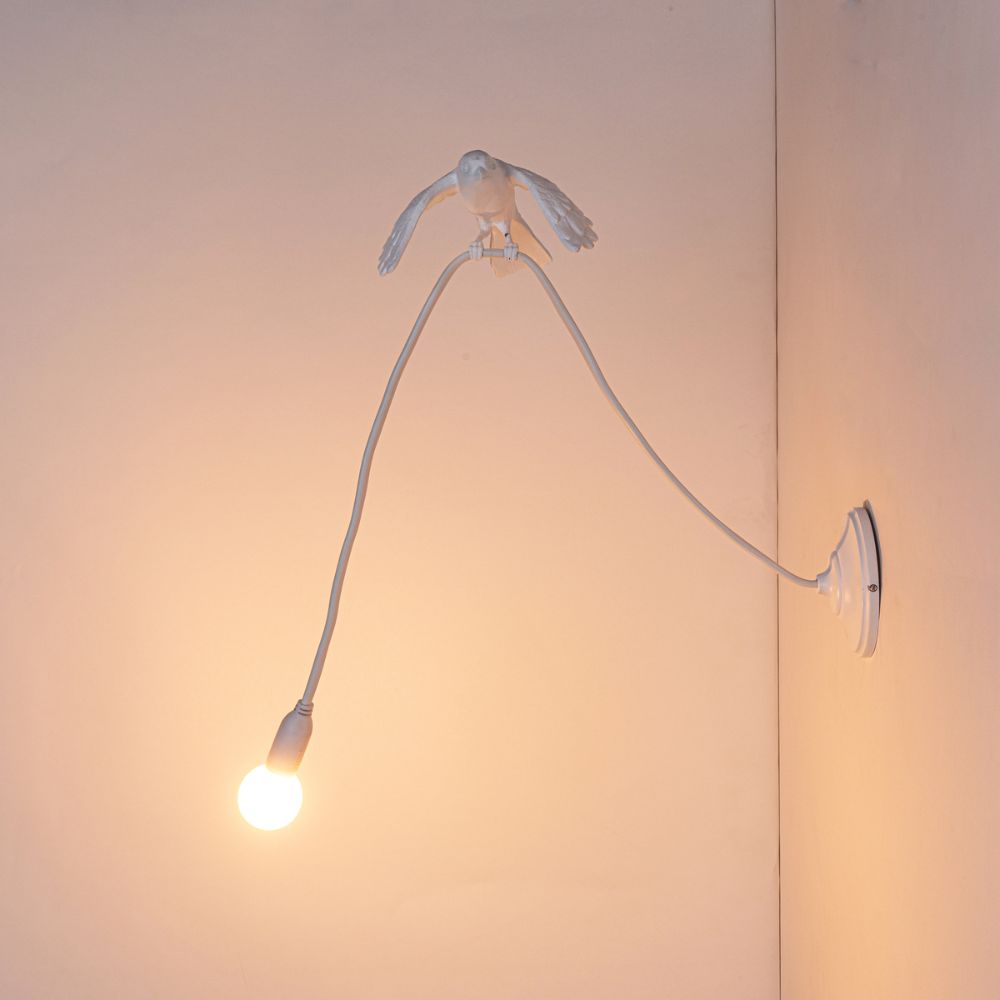 Wandlamp SPARROW TAKING OFF 100 cm, wit, Seletti