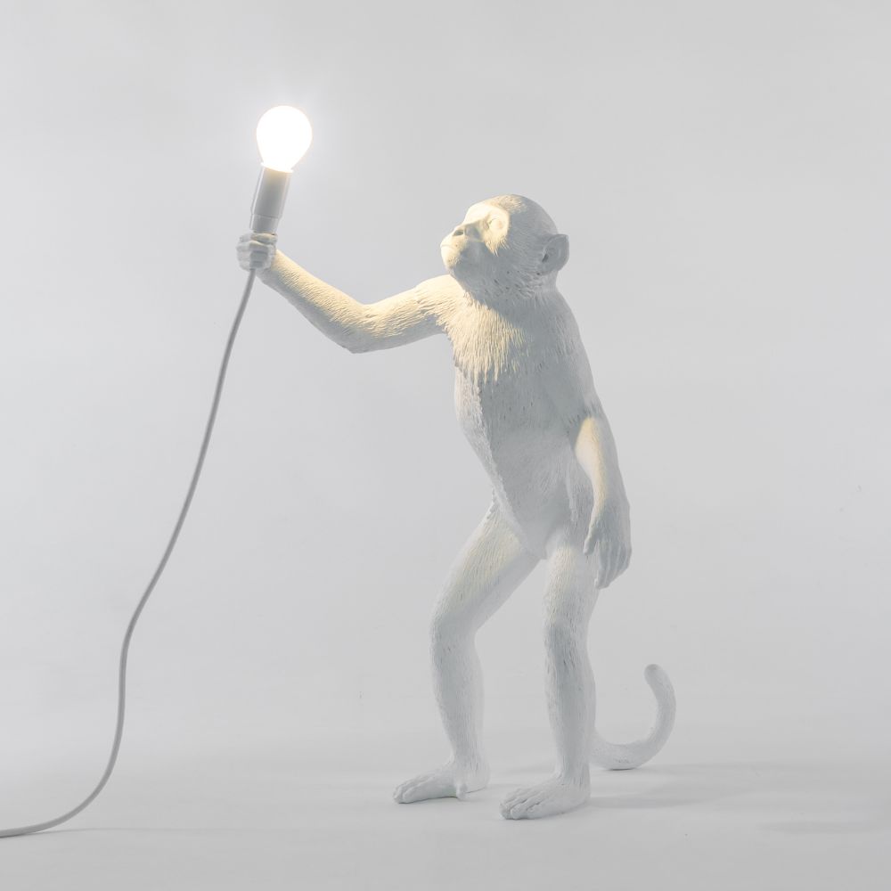 Tafellamp MONKEY STANDING 54 cm, wit, Seletti