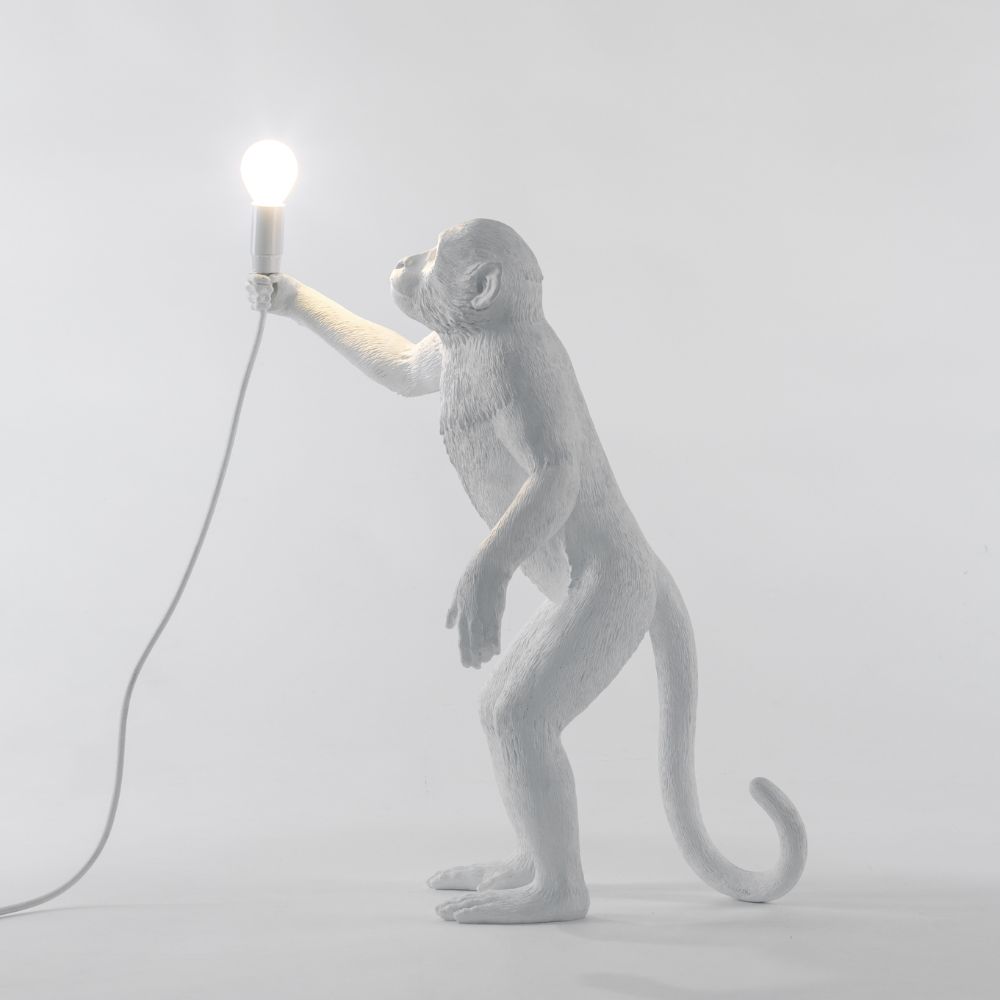 Tafellamp MONKEY STANDING 54 cm, wit, Seletti