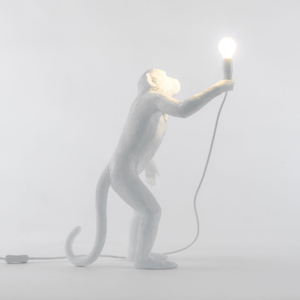 Tafellamp MONKEY STANDING 54 cm, wit, Seletti