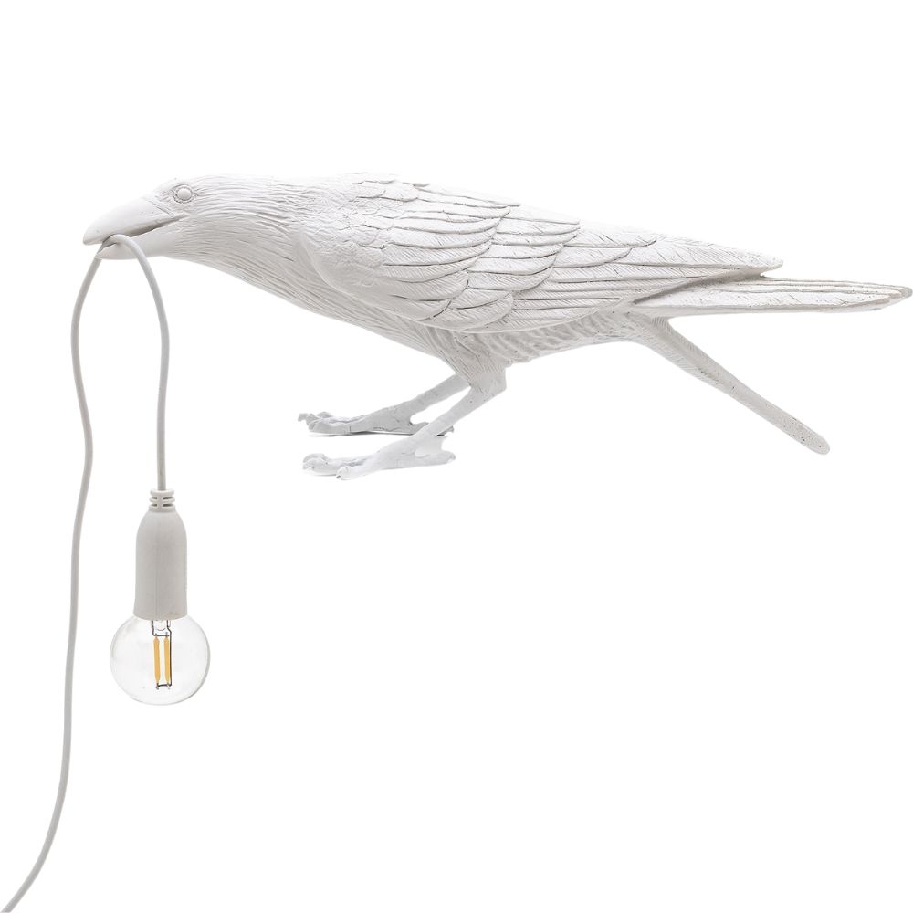 Tafellamp BIRD PLAYING, 33 cm, wit, Seletti