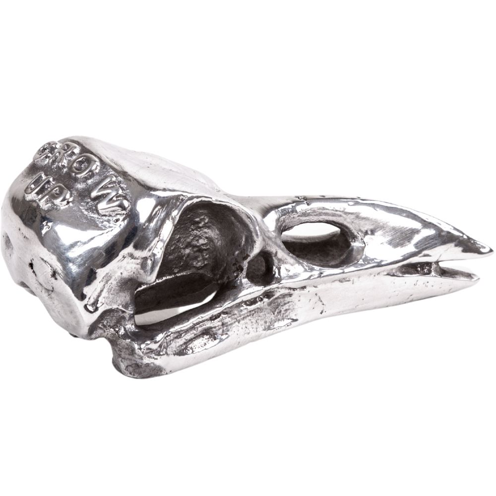Sculptuur WUNDERKAMMER CROW UP 10,5 cm, zilver, aluminium, Seletti