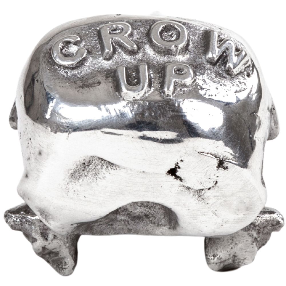 Sculptuur WUNDERKAMMER CROW UP 10,5 cm, zilver, aluminium, Seletti