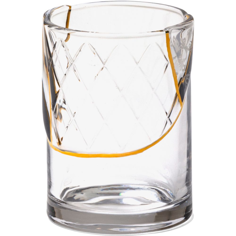 Waterglas KINTSUGI 2 10,5 cm, helder glas met goud, Seletti