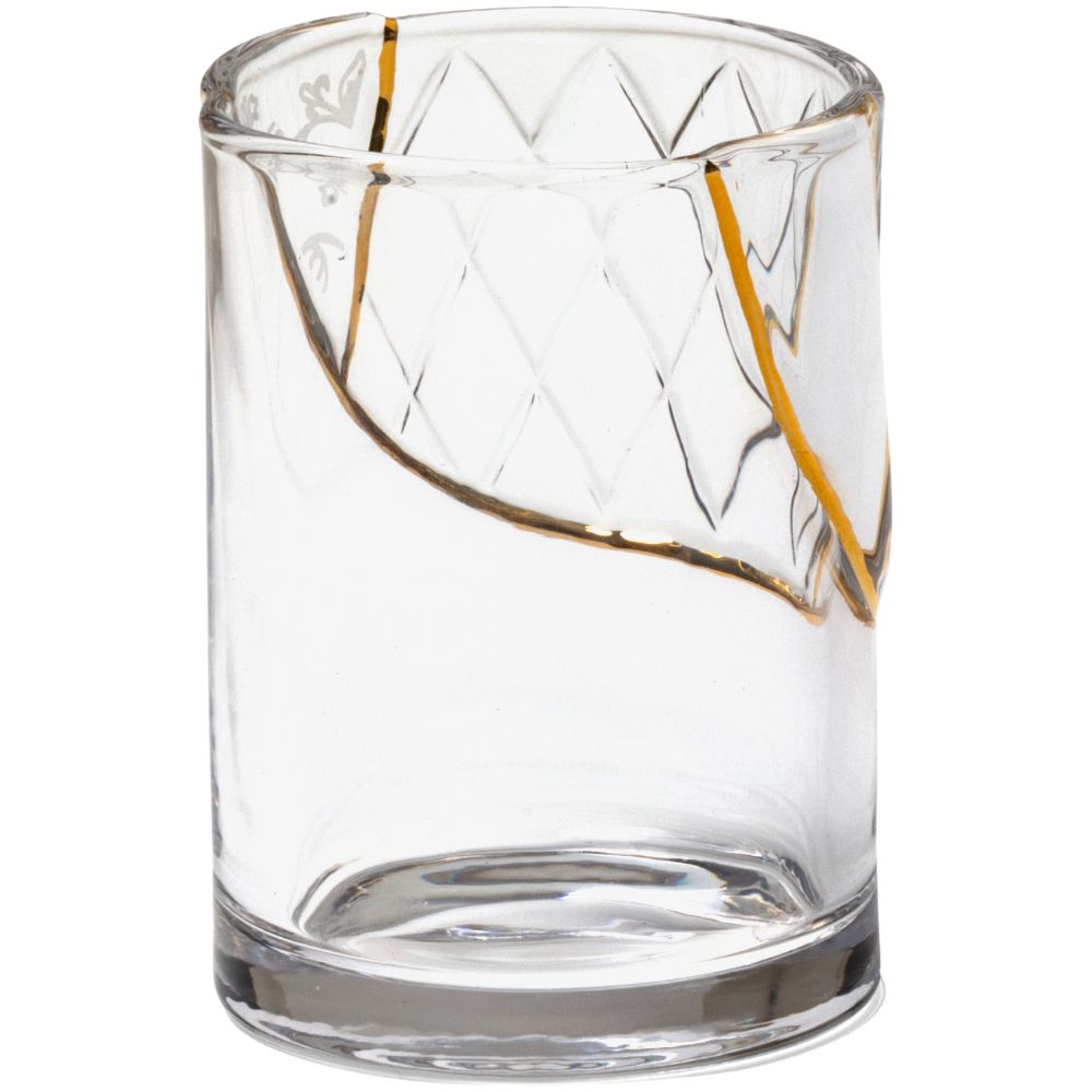 Waterglas KINTSUGI 2 10,5 cm, helder glas met goud, Seletti