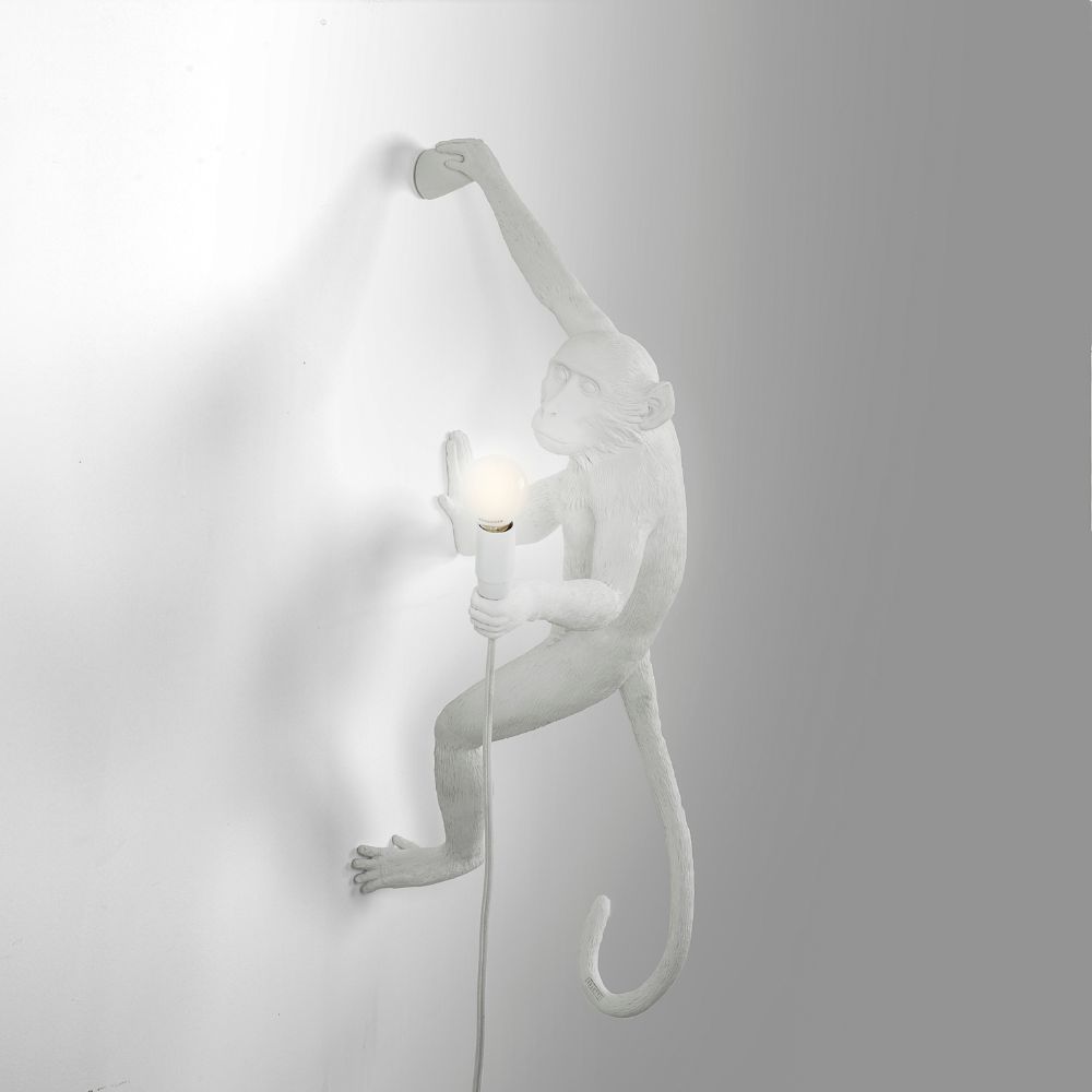 Wandlamp MONKEY HANGING RIGHT HAND 65 cm, wit, Seletti
