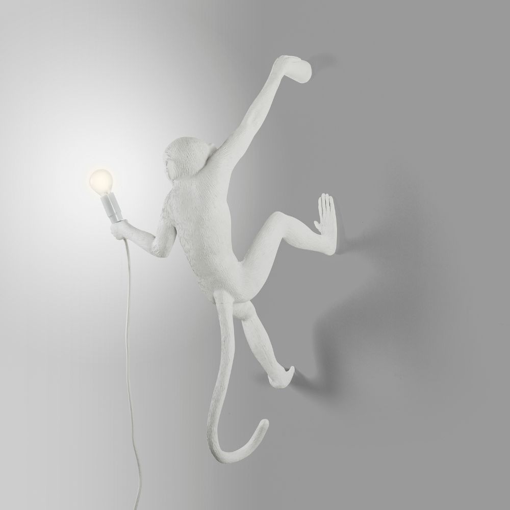 Wandlamp MONKEY HANGING RIGHT HAND 65 cm, wit, Seletti
