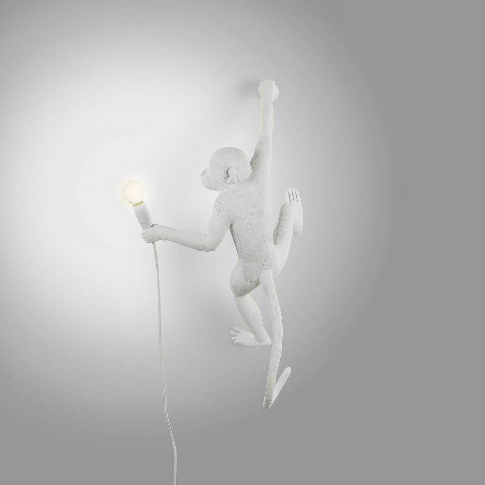 Wandlamp MONKEY HANGING RIGHT HAND 65 cm, wit, Seletti