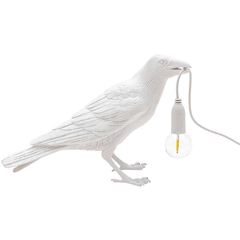 Tafellamp BIRD WAITING 33 cm, wit, Seletti