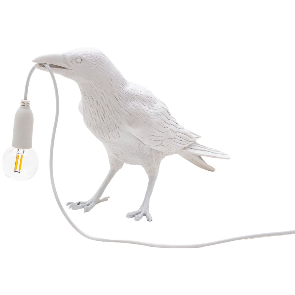 Tafellamp BIRD WAITING 33 cm, wit, Seletti