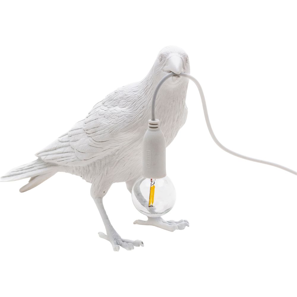 Tafellamp BIRD WAITING 33 cm, wit, Seletti